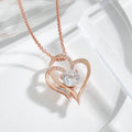 Zircon Double Love Necklace with Rhinestones ðŸ’– Sparkling heart-shaped design for timeless elegance!